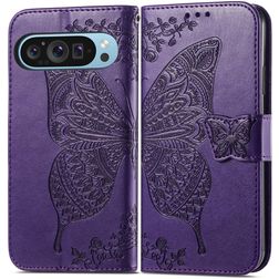 Mobigear Butterfly Google Pixel 9 Hülle Klapphülle Geldbörse - Dark Purple