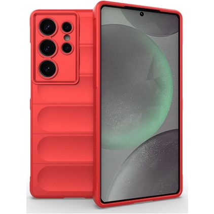 Mobigear Bumpy Samsung Galaxy S25 Ultra Hülle Flexibles TPU Backcover - Rot