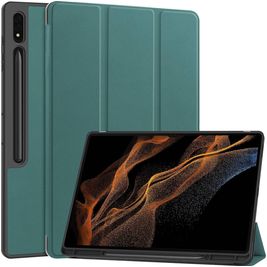 Mobigear Tri-Fold Gel Samsung Galaxy Tab S9 Ultra Hülle TPU,Kunstleder Klapphülle + Stifthalter - Grün