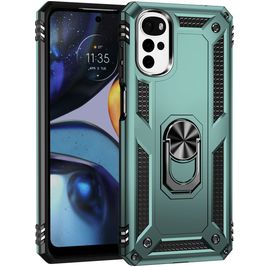 Mobigear Armor Ring Motorola Moto G22 Hülle Hardcase Backcover Stoßfest mit Ringhalter - Grün