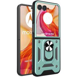Mobigear Armor Ring Motorola Razr 50 Ultra Hülle Hardcase Backcover Stoßfest mit Ringhalter - Grün