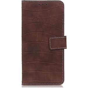 Mobigear Croco Motorola Moto G200 5G Hülle Klapphülle Geldbörse - Braun