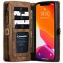 Caseme 008 iPhone 12 Hülle Abnehmbare 2in1 Klapphülle Geldbörse - Braun