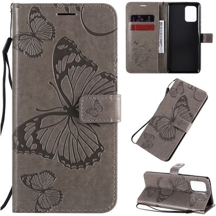 Mobigear Butterfly Samsung Galaxy S10 Lite Klapphülle Portemonnaie - Grau