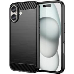 Mobigear Brushed Slim iPhone 16 Plus Hülle Flexibles TPU Backcover - Schwarz