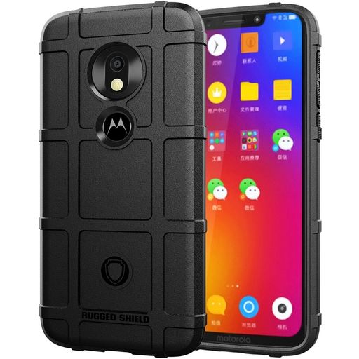 Mobigear Rugged Shield Motorola Moto G7 Play Hülle Flexibles TPU Backcover Stoßfest - Schwarz