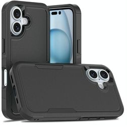 Mobigear Heavy Armor iPhone 16 Hülle Hardcase Backcover Stoßfest - Schwarz