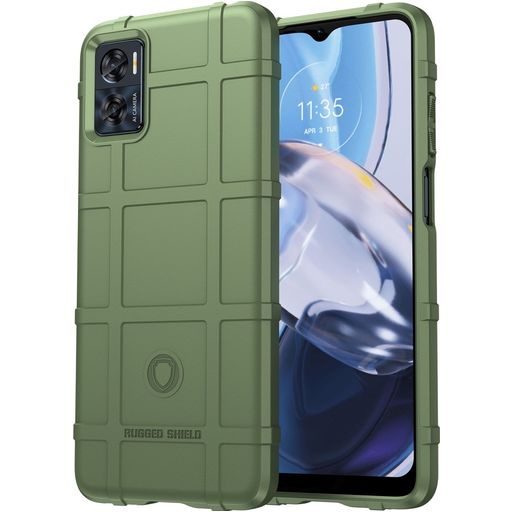 Mobigear Rugged Shield Motorola Moto E22 Hülle Flexibles TPU Backcover Stoßfest - Grün