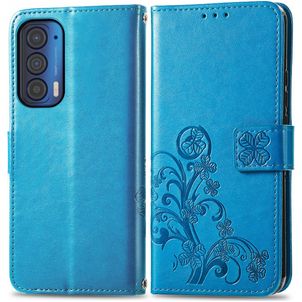 Mobigear Clover Motorola Edge (2021) Hülle Klapphülle Geldbörse - Blau