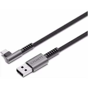 Cygnett Angled Braided USB-A auf USB-C Kabel 1 Meter - Schwarz