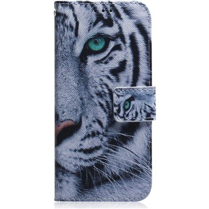 Mobigear Design LG K40s Hülle Klapphülle Geldbörse - Tiger