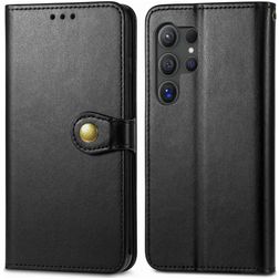 Mobigear Snap Button Samsung Galaxy S25 Ultra Hülle Klapphülle Geldbörse - Schwarz
