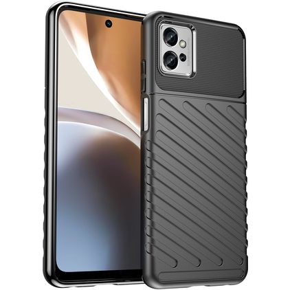 Mobigear Groove Motorola Moto G32 Hülle Flexibles TPU Backcover - Schwarz