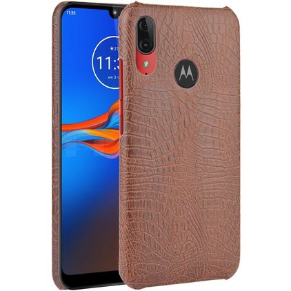 Mobigear Croco Motorola Moto E6 Plus Hülle Backcover - Braun