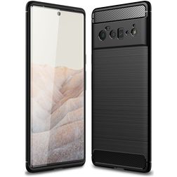 Mobigear Brushed Slim Google Pixel 6 Pro Hülle Flexibles TPU Backcover - Schwarz