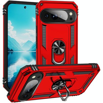 Mobigear Armor Ring Google Pixel 10 Pro XL Hülle Hardcase Backcover Stoßfest mit Ringhalter - Rot