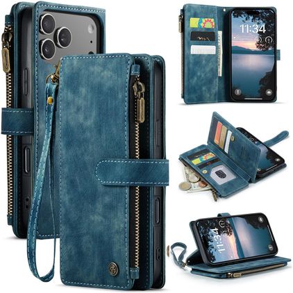 CaseMe C30 iPhone 17 Pro Max Hülle Klapphülle Geldbörse - Blau