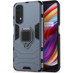 Mobigear Armor Ring Realme 7 Hülle Hardcase Backcover Stoßfest mit Ringhalter - Blau
