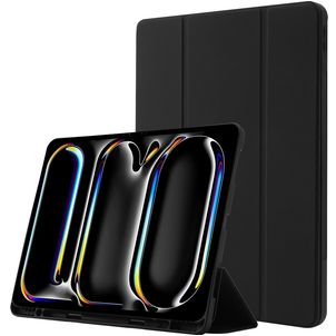 Mobigear Tri-Fold Gel iPad Pro 13 Zoll (2024) Hülle TPU,Kunstleder Klapphülle + Stifthalter - Schwarz