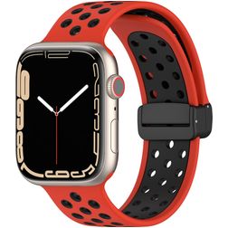 Mobigear Sport Plus Mag Silikon Apple Watch Armband Magnetverschluss - 49/46/45/44 mm - Schwarz / Rot