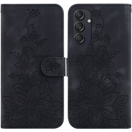 Mobigear Clover Samsung Galaxy M55 Hülle Klapphülle Geldbörse - Schwarz