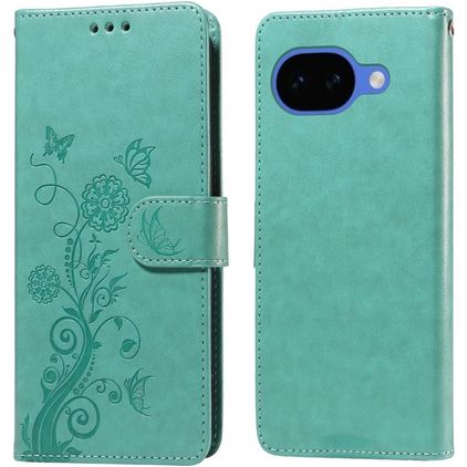 Mobigear Flowers Google Pixel 10a Hülle Klapphülle Geldbörse - Grün