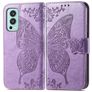 Mobigear Butterfly OnePlus Nord 2 Hülle Klapphülle Geldbörse - Lila