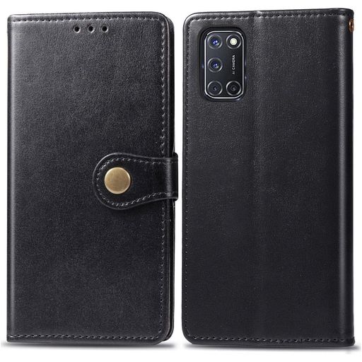 Mobigear Snap Button OPPO A52 Hülle Klapphülle Geldbörse - Schwarz