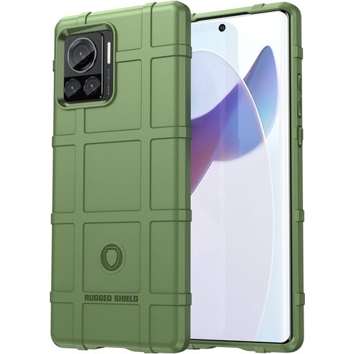 Mobigear Rugged Shield Motorola Edge 30 Ultra Hülle Flexibles TPU Backcover Stoßfest - Grün