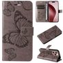 Mobigear Butterfly iPhone 16 Pro Hülle Klapphülle Geldbörse - Grau