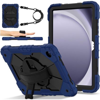 Mobigear SureGrip Xtreme Samsung Galaxy Tab A9 Plus (2023) Hülle Kunststoff / Silikon Backcover + Schultergurt + Ständer - Blau