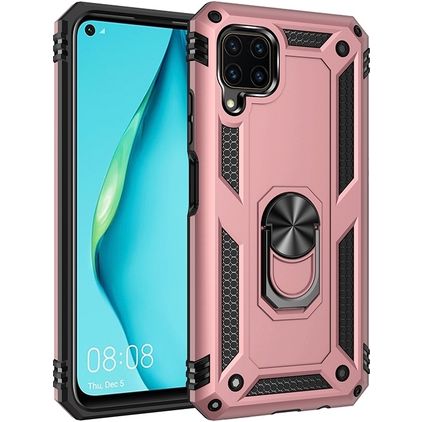 Mobigear Armor Ring Huawei P40 Lite Hülle Hardcase Backcover Stoßfest mit Ringhalter - Roségold