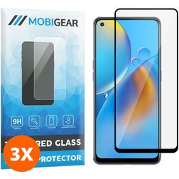 Mobigear Premium OPPO A74 4G Panzerglas Displayschutz - Hüllenfreundlich - Schwarz (3er Pack)