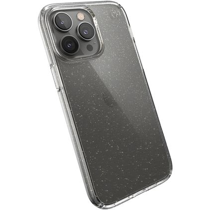 Speck Presidio Perfect Clear Glitter iPhone 14 Pro Max Hülle Hardcase Backcover Stoßfest - Transparent / Gold