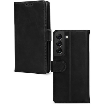 Mobilize Wallet Samsung Galaxy S22 Hülle Echtes Leder Klapphülle Geldbörse - Schwarz