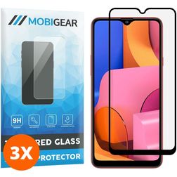 Mobigear Premium Samsung Galaxy A20s Panzerglas Displayschutz - Hüllenfreundlich - Schwarz (3er Pack)