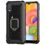 Mobigear Armor Ring Samsung Galaxy A01 Hülle Flexibles TPU Backcover Stoßfest mit Ringhalter - Schwarz