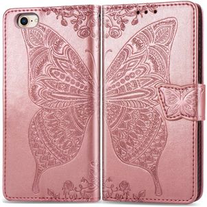 Mobigear Butterfly iPhone 16e Klapphülle Portemonnaie - Roségold
