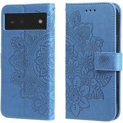 Mobigear Flowers Google Pixel 6 Hülle Klapphülle Geldbörse - Blau