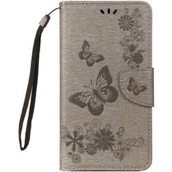 Mobigear Butterfly Samsung Galaxy A8 (2018) Hülle Klapphülle Geldbörse - Grau