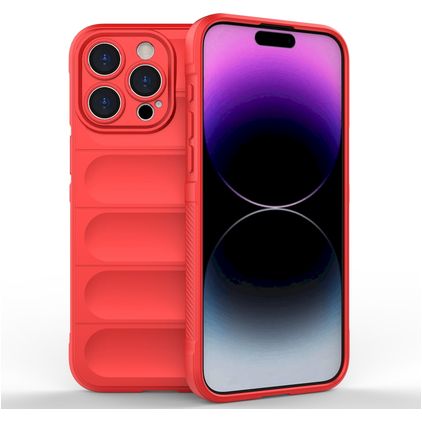 Mobigear Bumpy iPhone 15 Pro Max Hülle Flexibles TPU Backcover - Rot