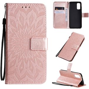 Mobigear Sunflower Samsung Galaxy S20 Hülle Klapphülle Geldbörse - Roségold