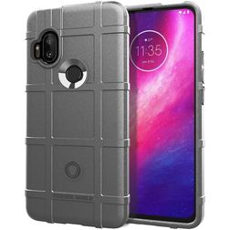 Mobigear Rugged Shield Motorola One Hyper Hülle Flexibles TPU Backcover Stoßfest - Grau