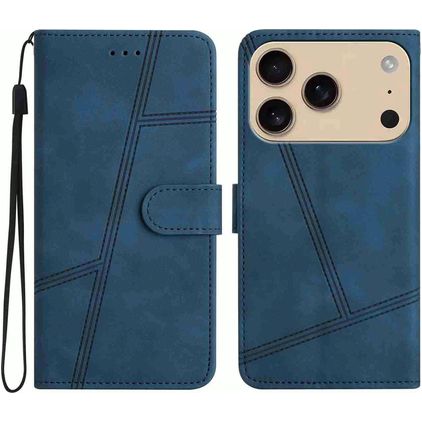 Mobigear Stitch iPhone 17 Pro Max Hülle Klapphülle Geldbörse - Blau