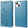 Mobigear Flowers iPhone 14 Plus Hülle Klapphülle Geldbörse - Blau