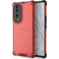 Mobigear Honeycomb HONOR 70 Hülle Hardcase Backcover Stoßfest - Rot