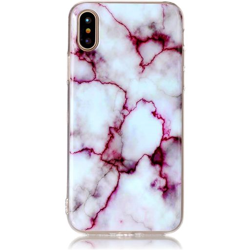 Mobigear Marble iPhone XS Hülle Flexibles TPU Backcover - Lila