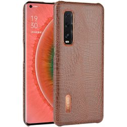 Mobigear Croco OPPO Find X2 Pro Hülle Hardcase Backcover - Braun