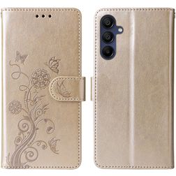 Mobigear Flowers Samsung Galaxy A16 Hülle Klapphülle Geldbörse - Gold