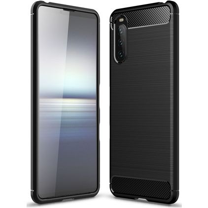 Mobigear Brushed Slim Sony Xperia 10 III TPU (flexibel) Backcover - Schwarz